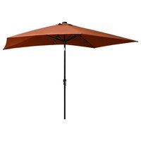 Parasol met LED&amp;apos;s en stalen paal 2x3 m terracottakleurig 4