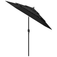 Parasol 3-laags met aluminium paal 2,5 m zwart 2