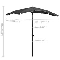 Parasol met paal 200x130 cm antracietkleurig 6