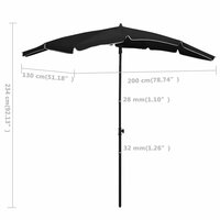 Parasol met paal 200x130 cm zwart 6