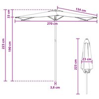 Tuinparasol 270 x 270 cm Polyester Rechthoekig Bordeaux Rood 7