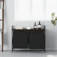 Wasmand 2 vakken met plank bruin eikenkleurig 3