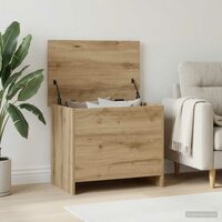 Opbergkist Artisanaal eiken 60 x 40 x 50 cm Bewerkt hout 4