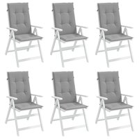 Tuinstoelkussens 6 st hoge rug 120x50x3 cm stof grijs 4