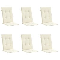 Tuinstoelkussens 6 st hoge rug 120x50x3 cm stof cr&amp;egrave;mekleurig 3