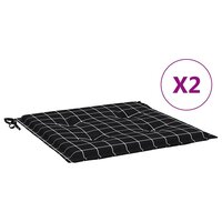 Tuinstoelkussens 2 st ruitpatroon 40x40x4 cm stof zwart 2