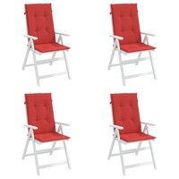 Tuinstoelkussens 4 st hoge rug 120x50x3 cm stof rood 4