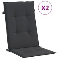 Tuinstoelkussens 2 st hoge rug 120x50x3 cm stof zwart 2
