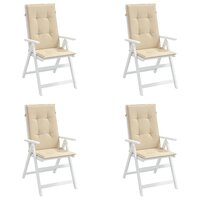 Tuinstoelkussens 4 st hoge rug120x50x3 cm stof beige 4