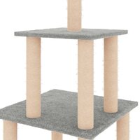 Kattenmeubel met sisal krabpalen 111 cm lichtgrijs 5