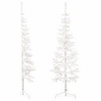 Kunstkerstboom half met standaard smal 150 cm wit 4