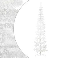 Kunstkerstboom half met standaard smal 240 cm wit 2