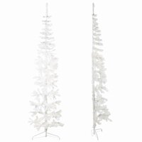 Kunstkerstboom half met standaard smal 240 cm wit 3