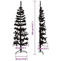 Kunstkerstboom half met standaard smal 120 cm zwart 8