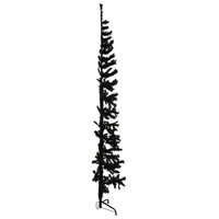 Kunstkerstboom half met standaard smal 210 cm zwart 4