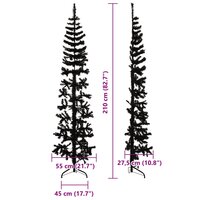 Kunstkerstboom half met standaard smal 210 cm zwart 8