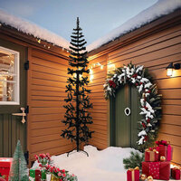 Kunstkerstboom half met standaard smal 240 cm zwart 2
