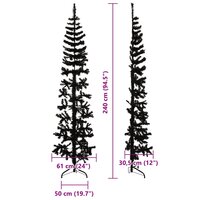 Kunstkerstboom half met standaard smal 240 cm zwart 9