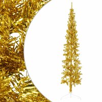 Kunstkerstboom half met standaard smal 240 cm goudkleurig 2