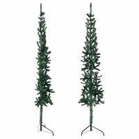 Kunstkerstboom half met standaard smal 180 cm groen 3