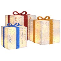 Kerstfiguur cadeaudoos 3 st verlicht 64 warmwitte LED&amp;apos;s 6