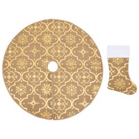 Kerstboomrok luxe met sok 90 cm stof geel 2