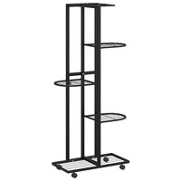 Bloemenstandaard met wielen 5-laags 44x23x100 cm ijzer zwart 2