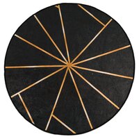 Vloerkleed wasbaar &amp;Oslash; 120 cm zwart en goudkleurig 2