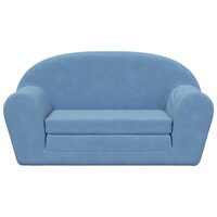Kinderslaapbank 2-zits zacht pluche blauw 3