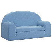 Kinderslaapbank 2-zits zacht pluche blauw 2