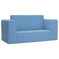 Kinderslaapbank 2-zits zacht pluche blauw 2