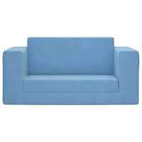 Kinderslaapbank 2-zits zacht pluche blauw 3