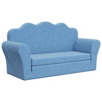 Kinderslaapbank 2-zits zacht pluche blauw 2