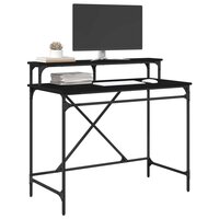 Bureau Zwart Eiken 100 x 50 x 90 cm Bewerkt hout 3
