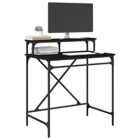 Bureau Zwart Eiken 80 x 50 x 90 cm Bewerkt hout 3