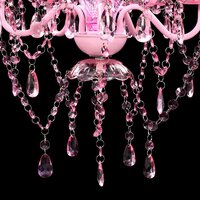 Kristallen licht met 5 gloeilampen rosa 5