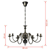 Kroonluchter zwart metaal 8 x E14 lampen 6