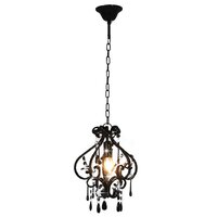 Plafondlamp met kralen rond E14 zwart 3
