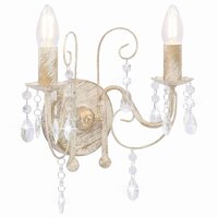 Wandlamp met kralen 2xE14 antiekwit 2