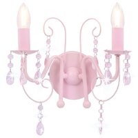 Wandlamp met kralen 2 x E14 roze 2