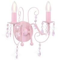 Wandlamp met kralen 2 x E14 roze 3