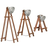 Vloerlampen 3 st E27 massief mangohout zilverkleurig 3