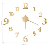 3D-wandklok modern XXL 100 cm goudkleurig 5