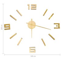 3D-wandklok modern XXL 100 cm goudkleurig 5