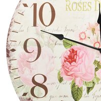 Wandklok vintage stijl 60 cm bloemen 4