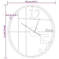 Wandklok &amp;Oslash;50 cm ijzer zwart 7