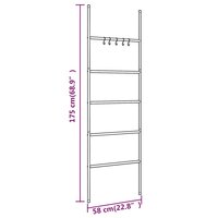 Handdoekenrek met 5 niveaus, zwart 58x175 cm, ijzer 6