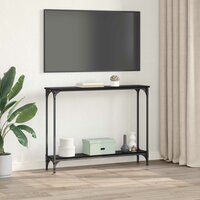 Wandtafel met plank Zwart Eiken 100 x 22,5 x 75 cm Bewerkt hout 4