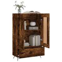 Hoge kast 69,5x31x115 cm bewerkt hout gerookt eikenkleurig 4