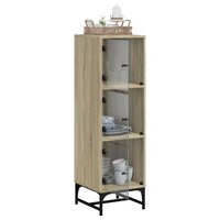 Hoge kast met glazen deuren 35x37x120 cm sonoma eikenkleurig 5